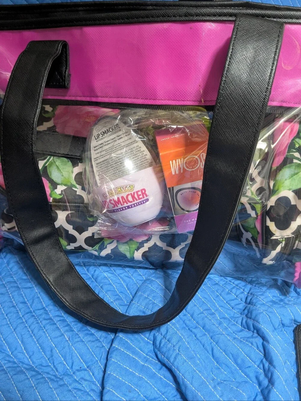 Modella Bright Pink Clear Bag Combo